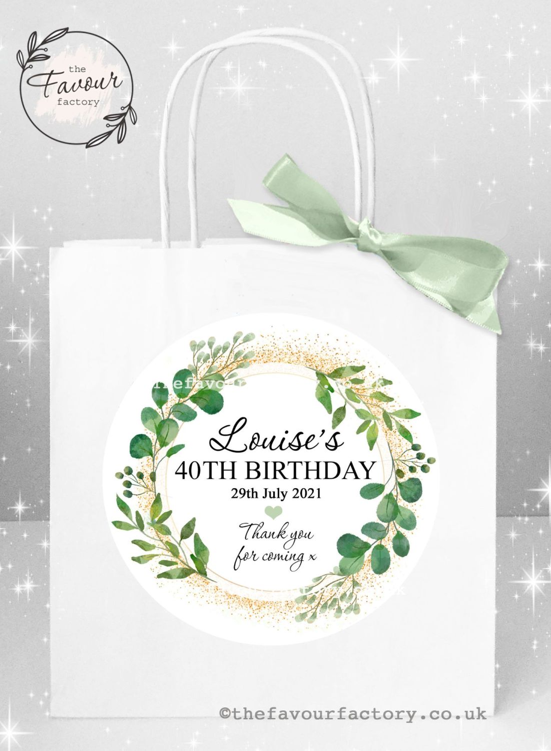 Personalised Birthday Party Bags Botanical Gold Dust x 1