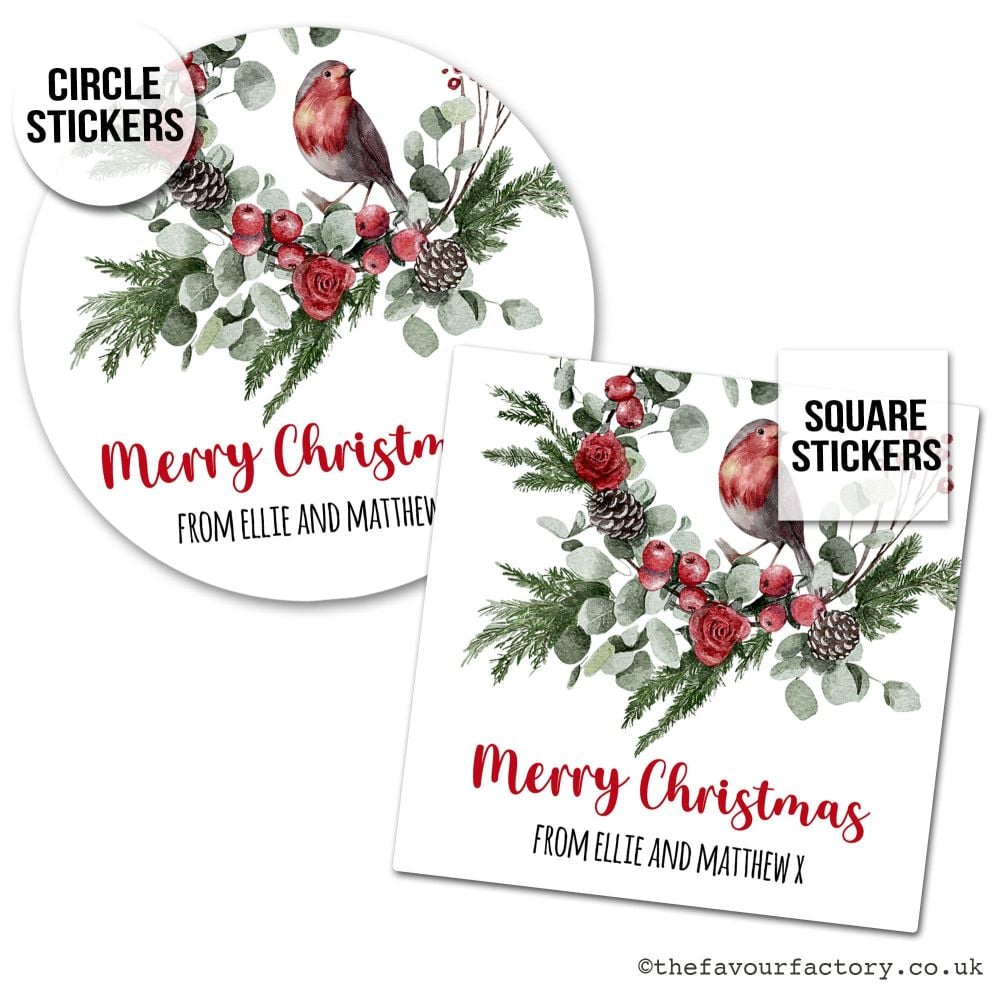 Christmas Stickers Robin In Wreath x1