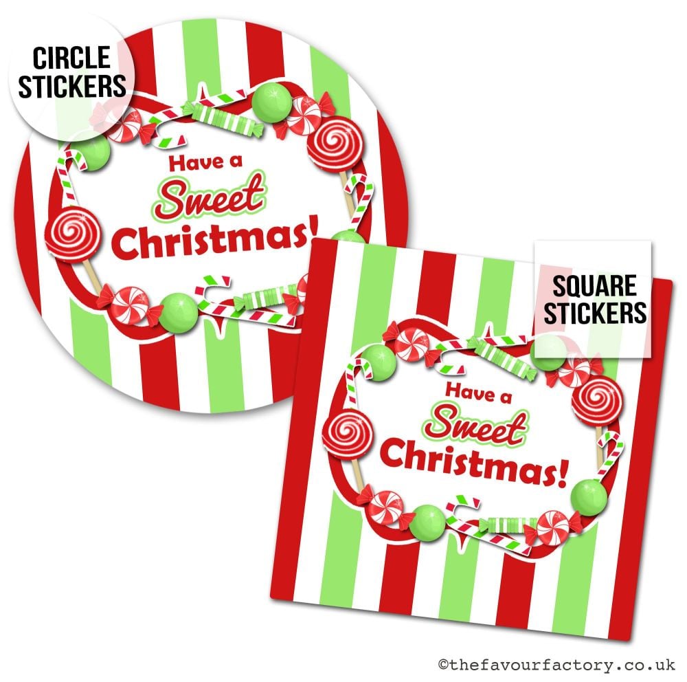 Sweet Christmas Stickers Candy Stripes x1