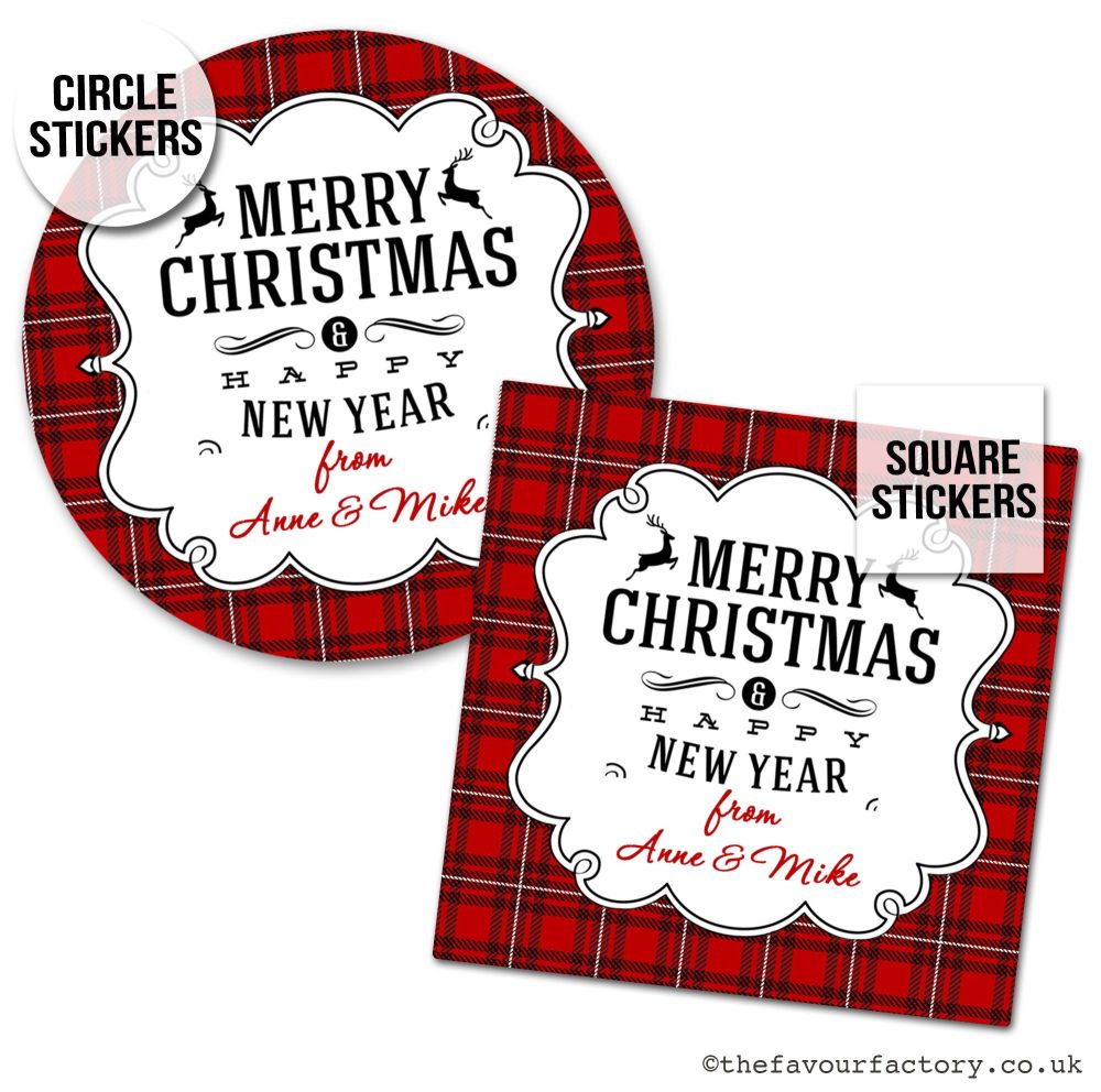 Christmas Stickers Traditional Plaid Gingham x1
