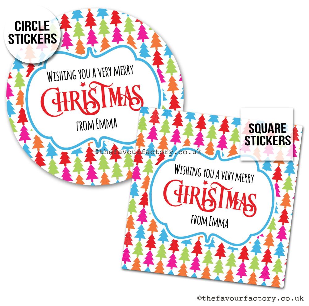 Christmas Stickers Bright Trees - A4 Sheet x1