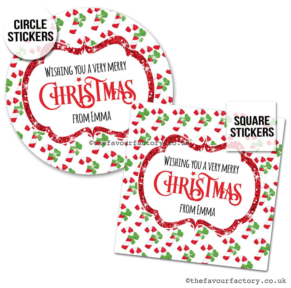 Christmas Stickers Candy Canes - A4 Sheet x1