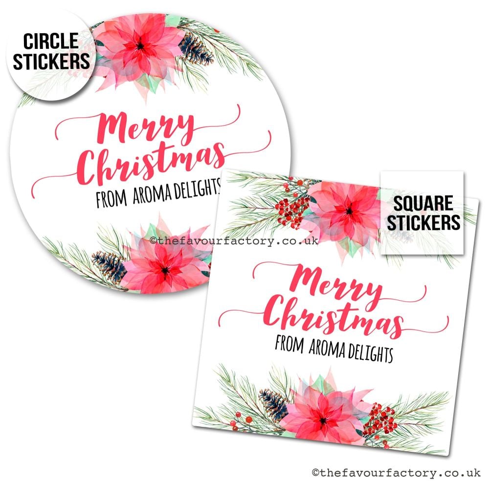 Christmas Stickers Flaming Poinsettia - A4 Sheet x1