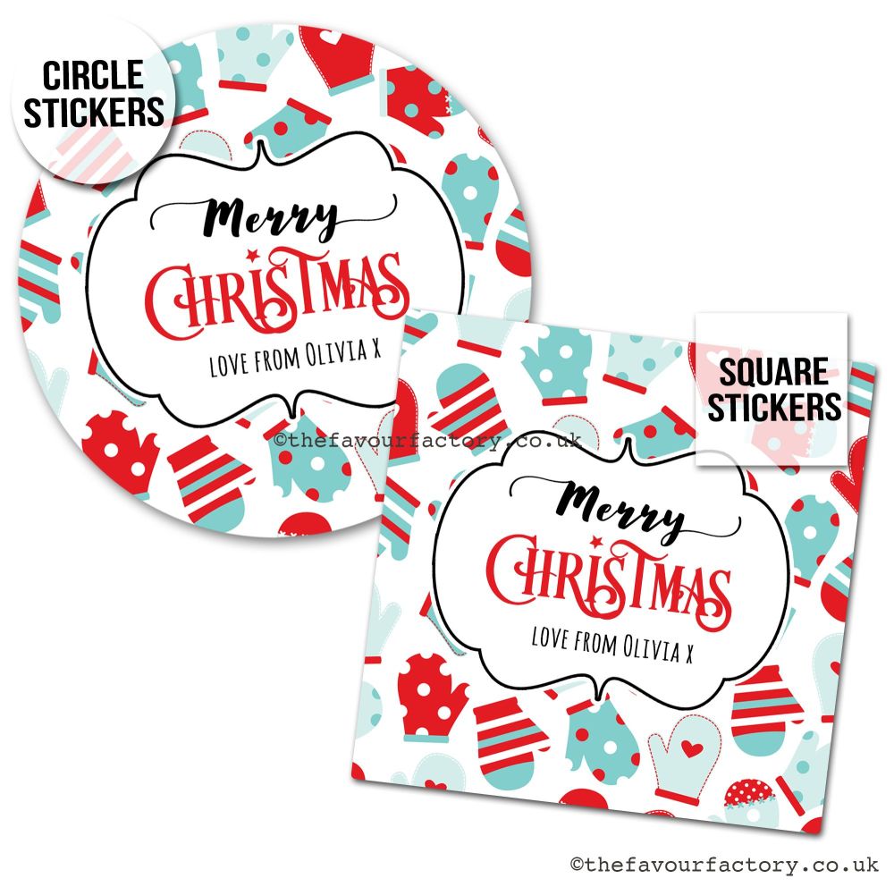 Christmas Stickers Mittens - A4 Sheet x1