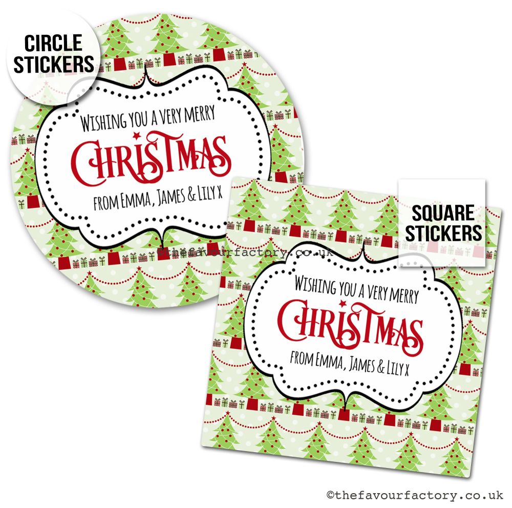 Christmas Stickers Trees And Presents- A4 Sheet x1