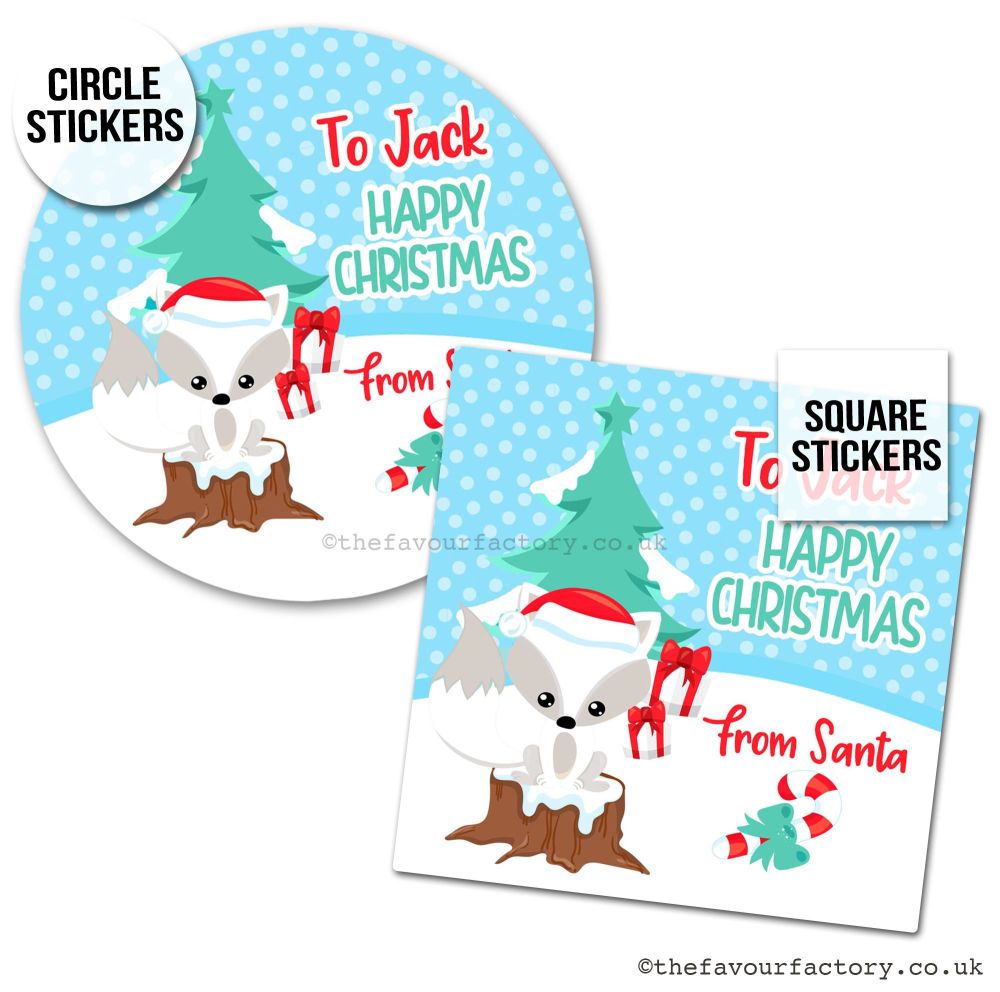Christmas Stickers Cute Snow Fox - A4 Sheet x1