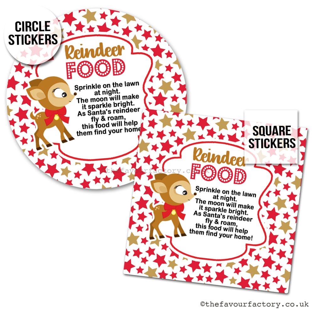 Christmas Stickers Magic Reindeer Food - A4 Sheet x1