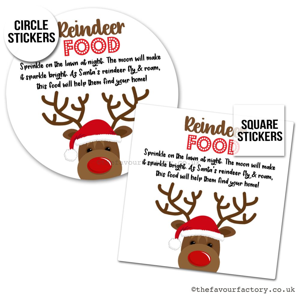 Christmas Stickers Rudolph Santa Hat Reindeer Food - A4 Sheet x1