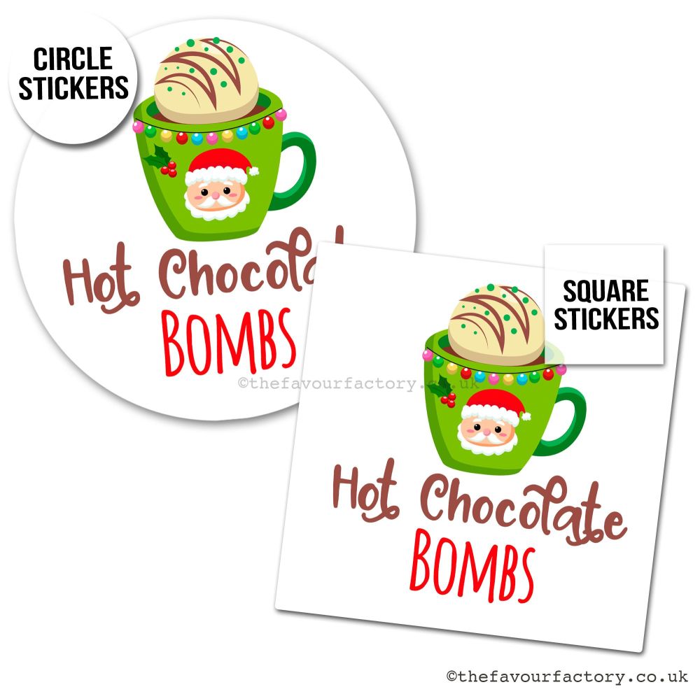 Christmas Stickers Cute Chocolate Bomb Santa Face Mug - A4 Sheet x1