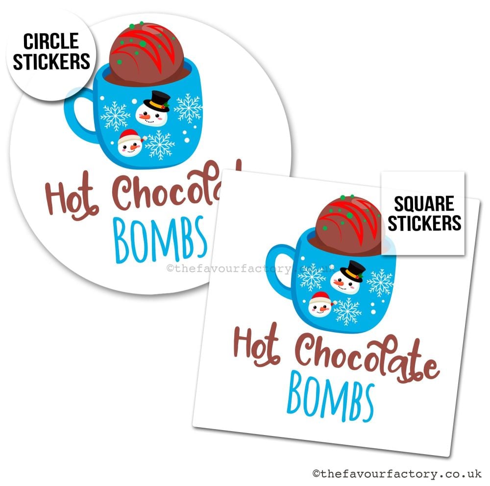 Christmas Stickers Cute Chocolate Bomb Santa Snowmen Mug - A4 Sheet x1
