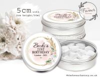 Birthday Favours Tins Floral Pampas Frame x1