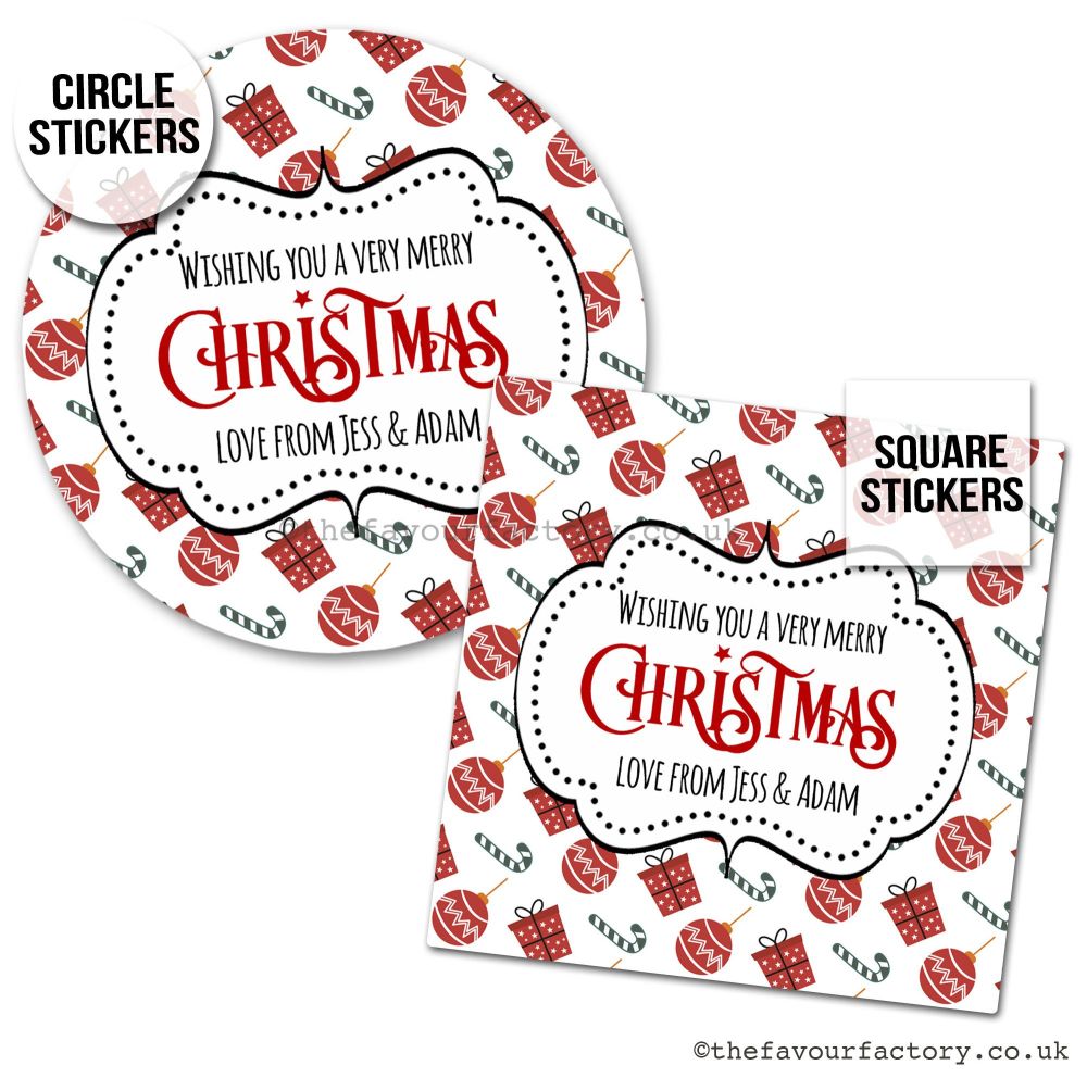 Christmas Stickers Baubles And Candy Canes - A4 Sheet x1