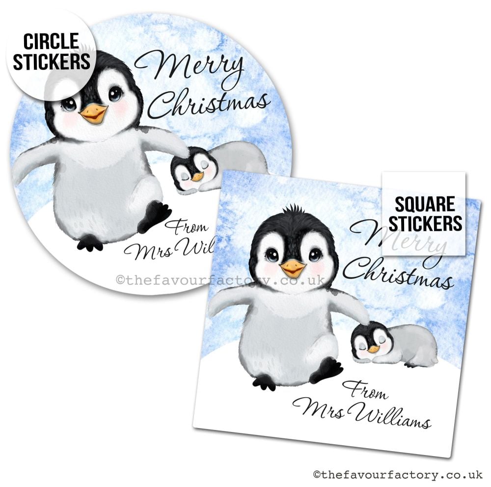 Christmas Stickers Cute Penguins - A4 Sheet x1