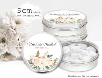 Wedding Favours Mint Tins Blush & Ivory Watercolour Florals x1