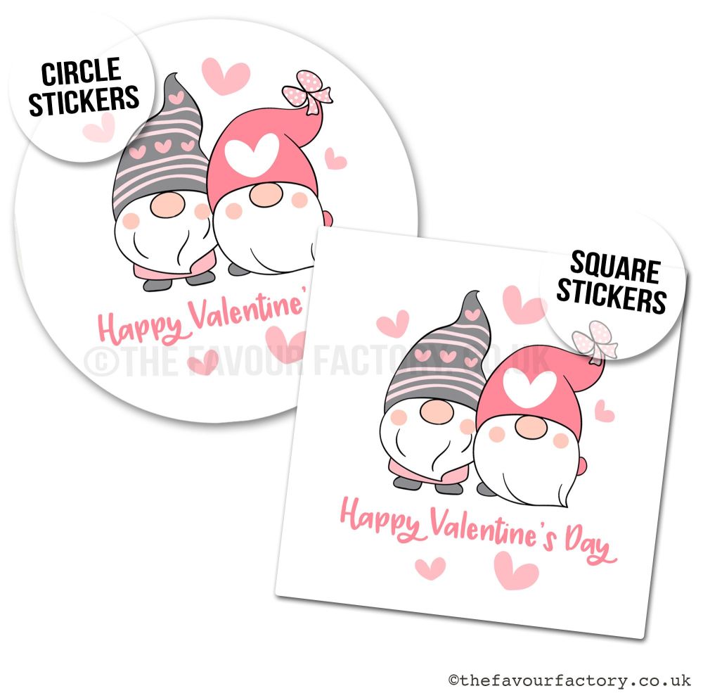 Valentines Day Stickers Gonk Gnomes - A4 Sheet x1