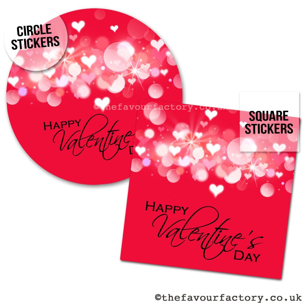 Valentines Day Stickers Bokeh Hearts - A4 Sheet x1