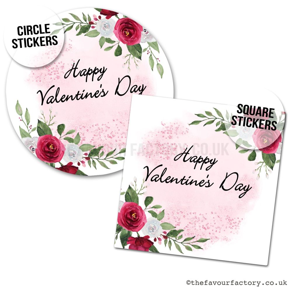 Valentines Day Stickers Romantic Roses - A4 Sheet x1