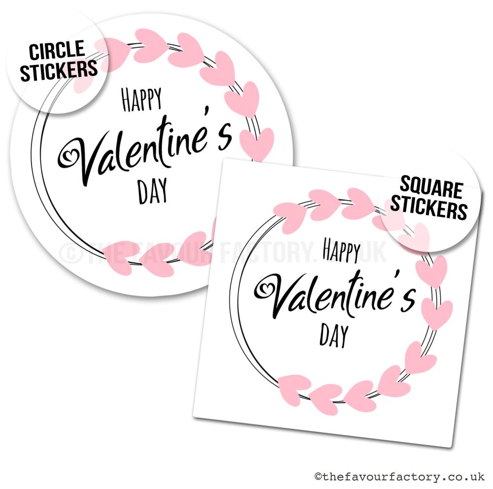 Valentines Day Stickers Whimsical Heart Frame - A4 Sheet x1