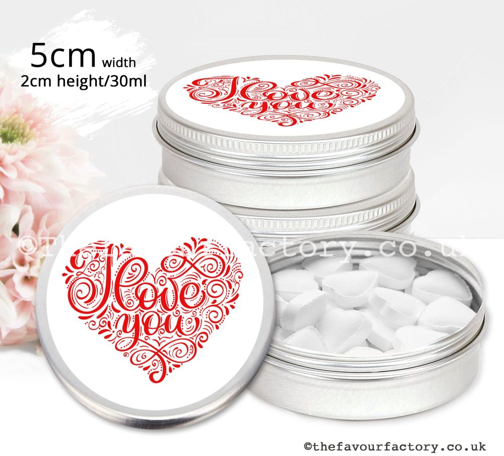 Valentines Day Gift Mint Tins I Love You Heart x1