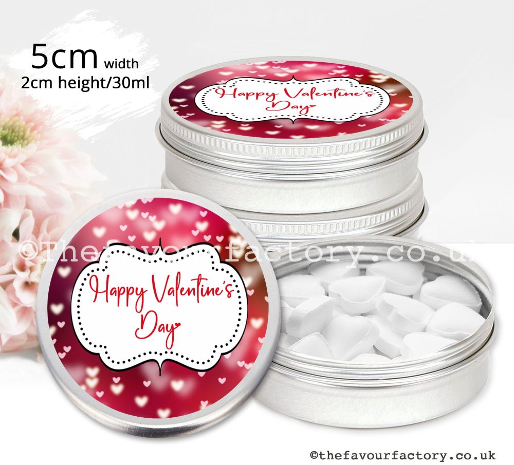 Valentines Day Gift Mint Tins Bokeh Hearts x1