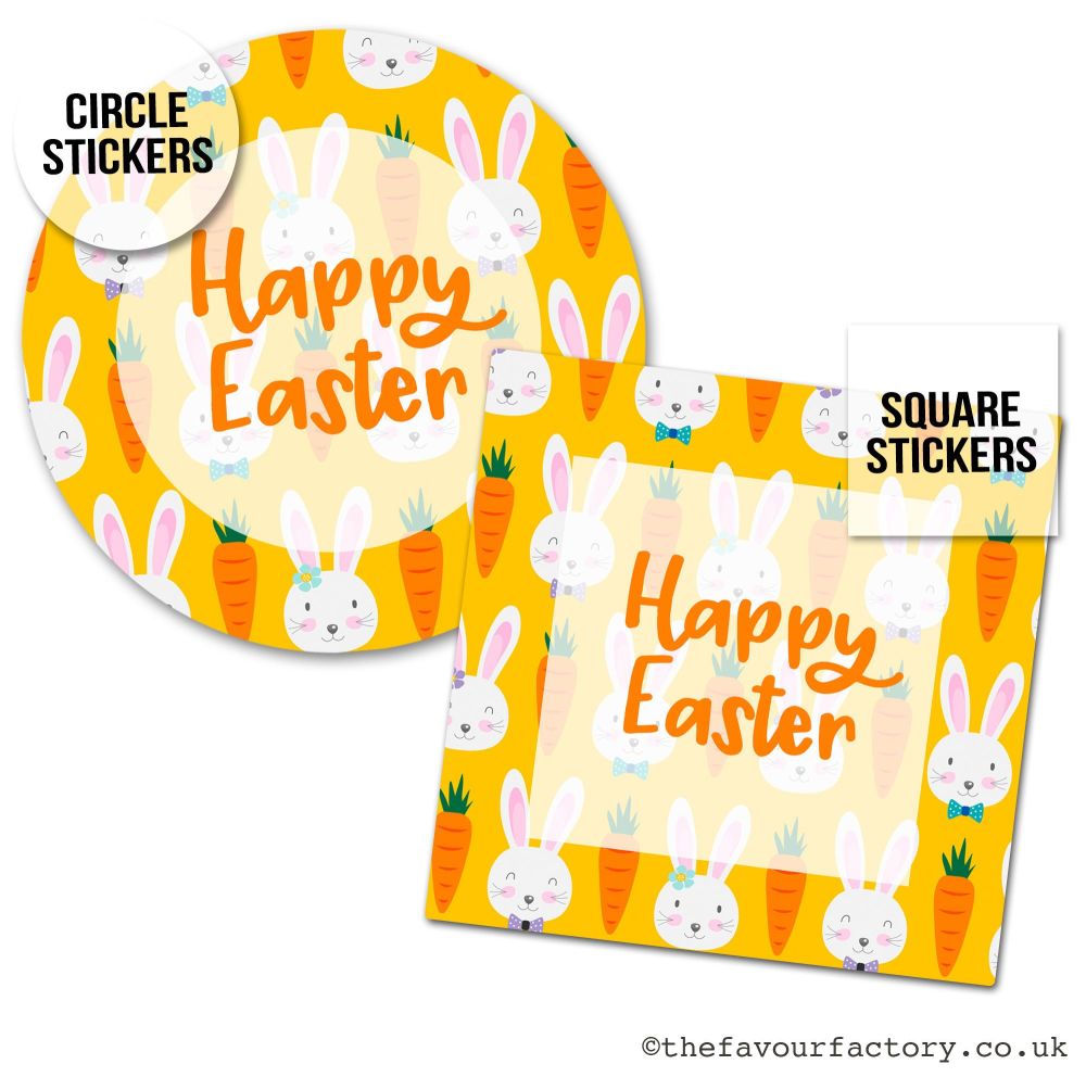 Easter Stickers Orange Bunnies And Carrots - A4 Sheet x1
