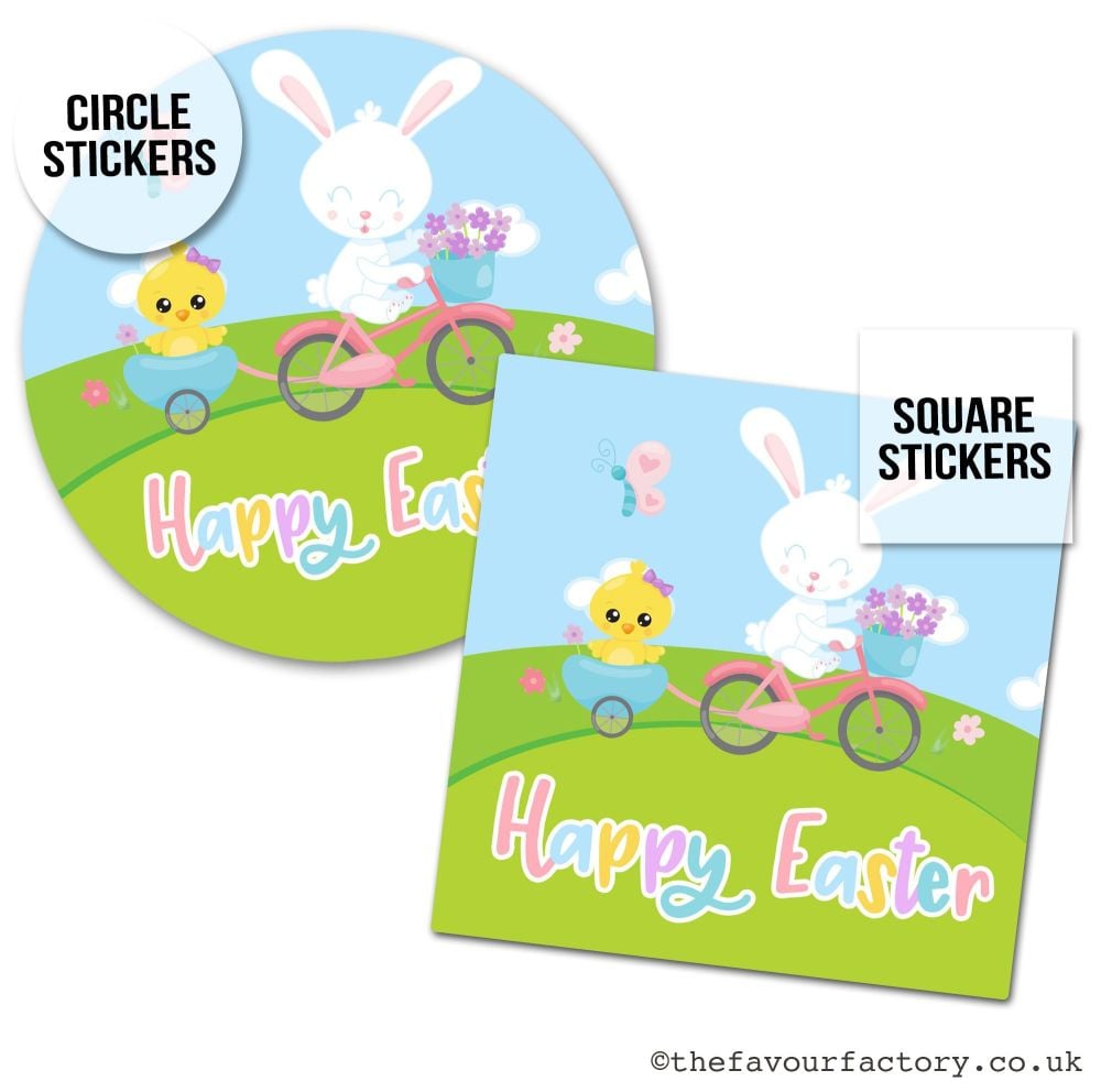 Happy Easter Stickers Bunny On Bike - A4 Sheet x1