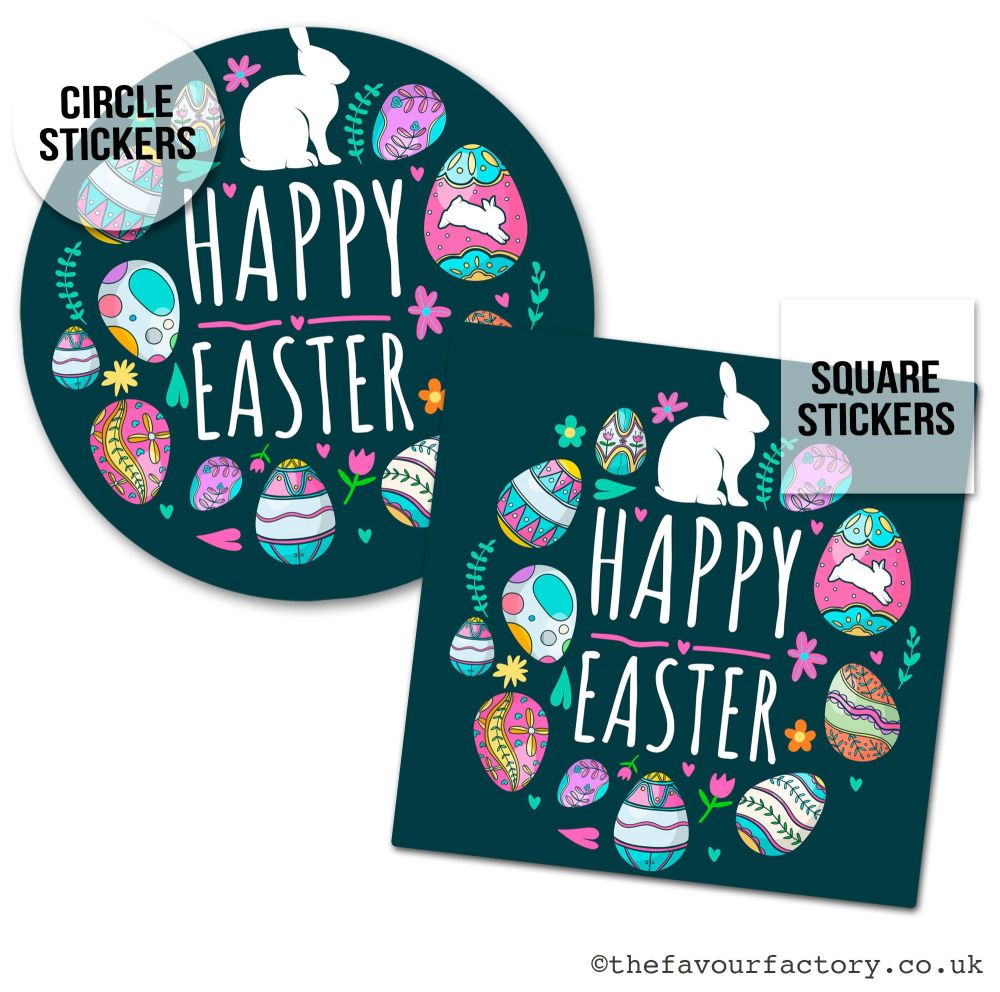 Happy Easter Stickers Painted Eggs - A4 Sheet x1