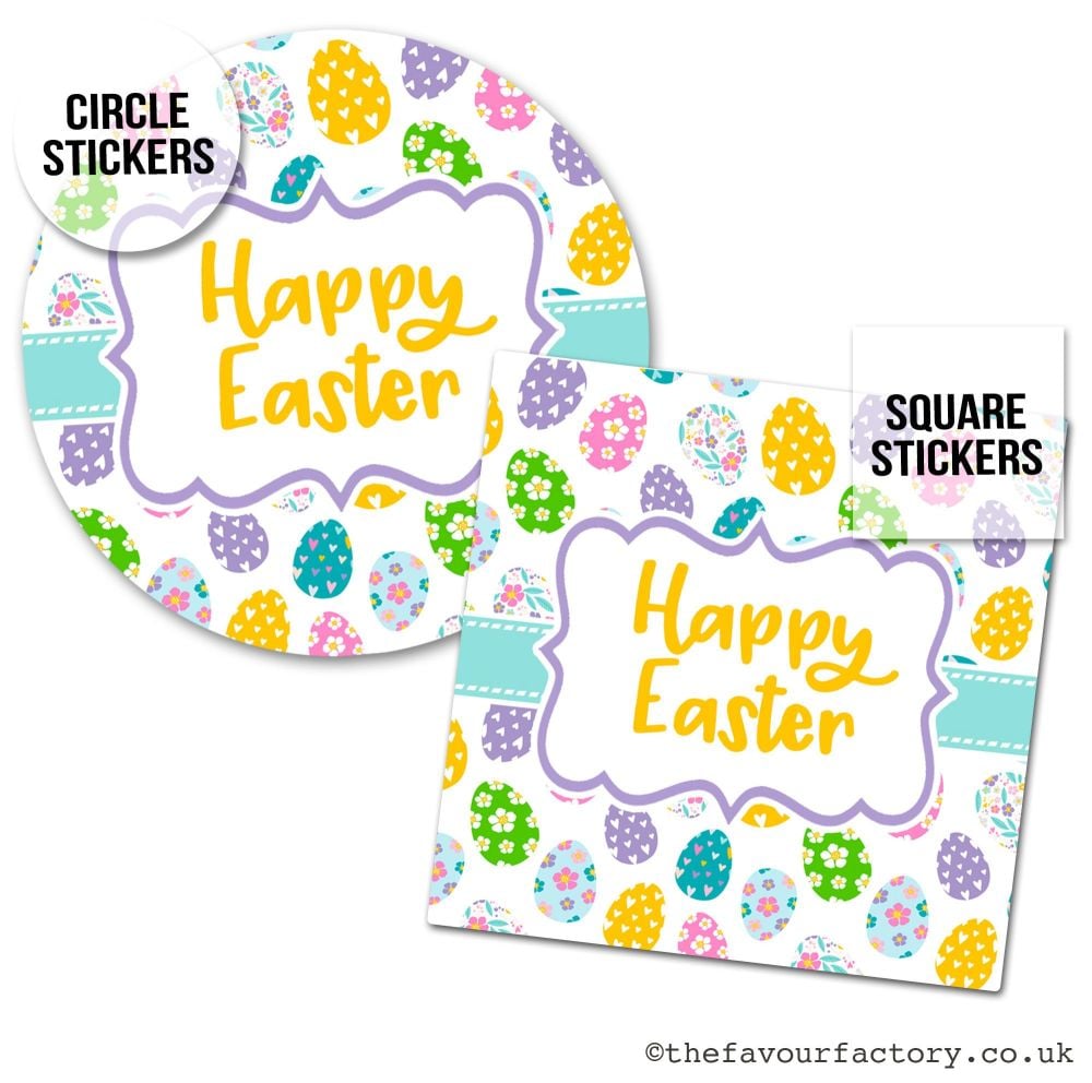 Happy Easter Stickers Lots Of Floral Eggs - A4 Sheet x1