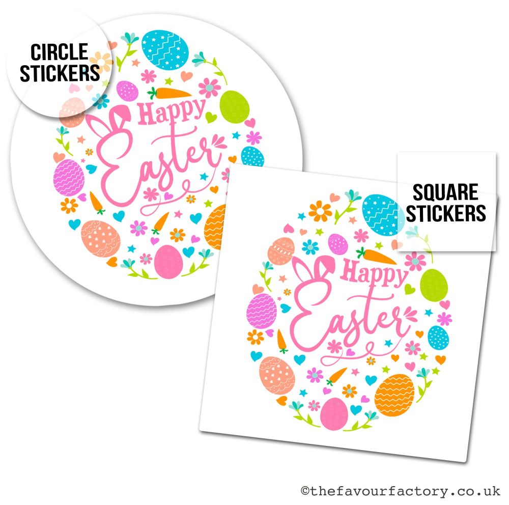 Happy Easter Stickers Floral Egg  - A4 Sheet x1