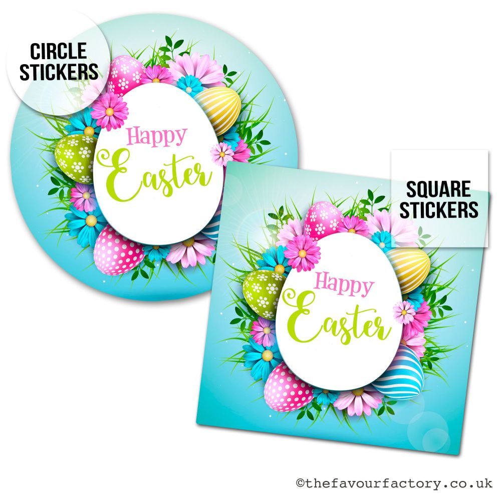 Easter Stickers Bright Flowers And Eggs - A4 Sheet x1