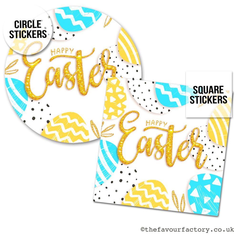 Easter Stickers Gold Glitter Eggs - A4 Sheet x1