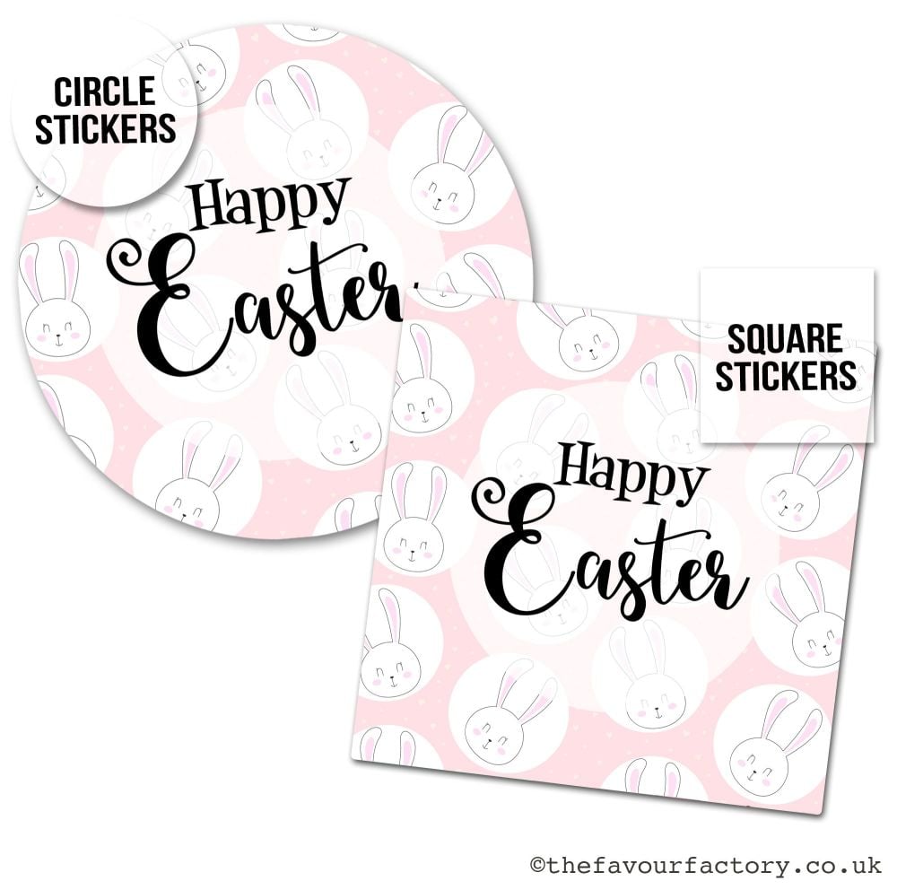 Happy Easter Stickers Pink Bunny  - A4 Sheet x1