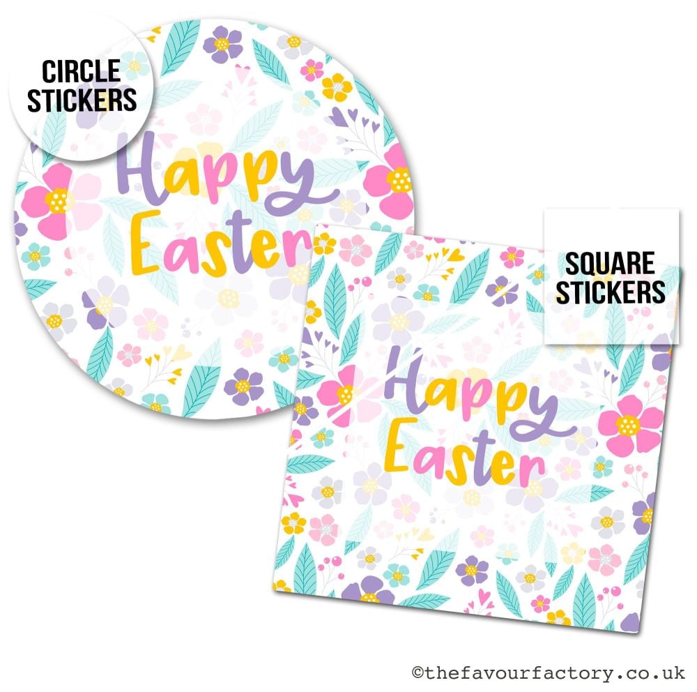 Happy Easter Stickers Spring Flowers  - A4 Sheet x1