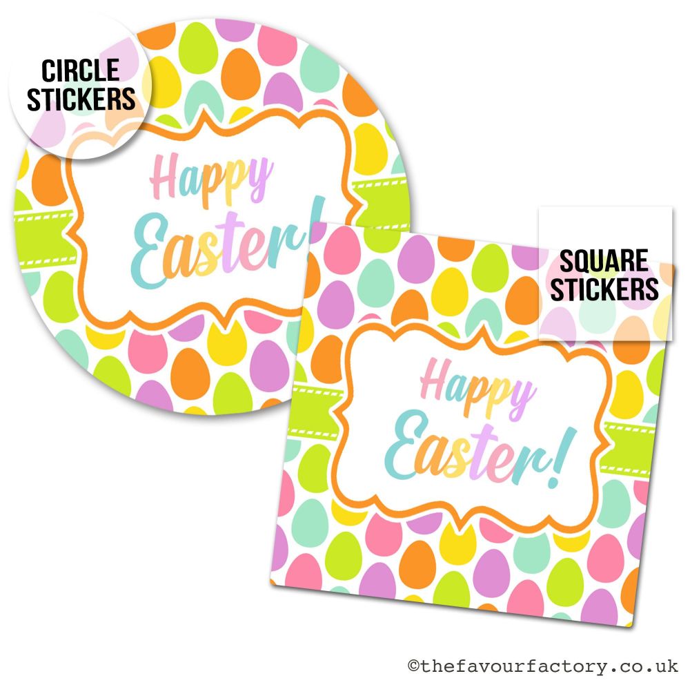 Happy Easter Stickers Polka Dot Eggs - A4 Sheet x1