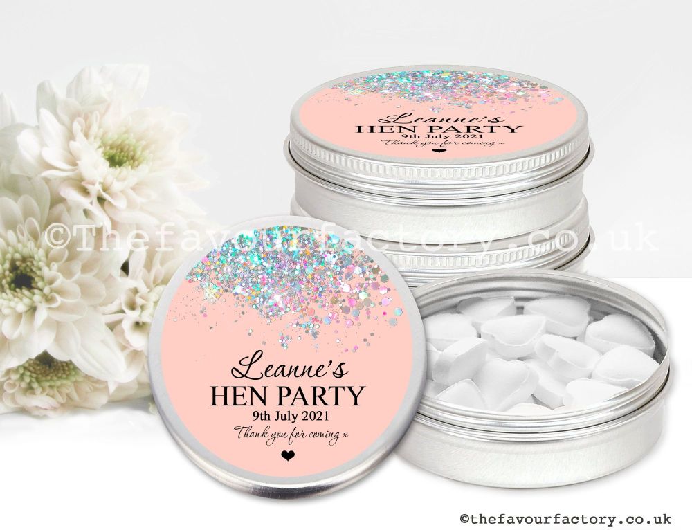 Hen Party Favour Tins | Rose Gold Glitter Confetti x1