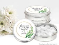 Hen Party Favour Tins | Botanical Leaves Gold Frame x1