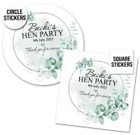 Hen Party Stickers Personalised Botanicals Eucalyptus Silver Frame