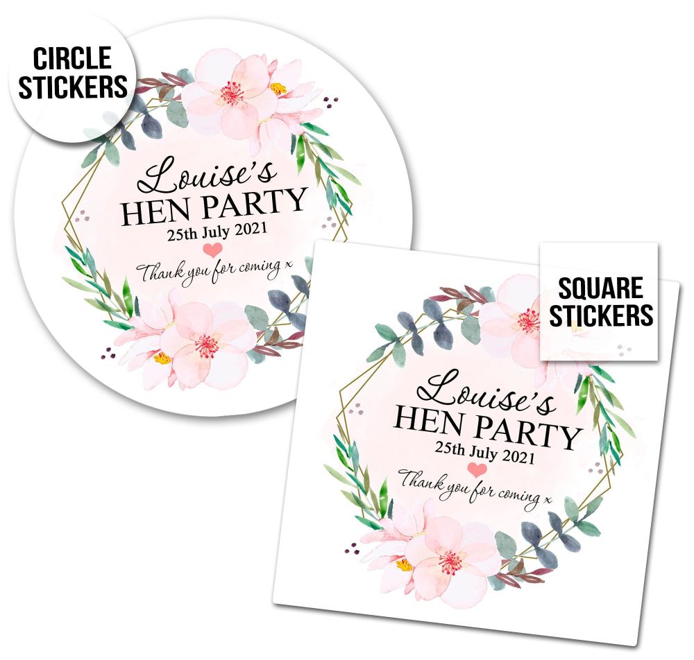 Personalised Stickers Hen Party Tropical Floral Eucalyptus x1