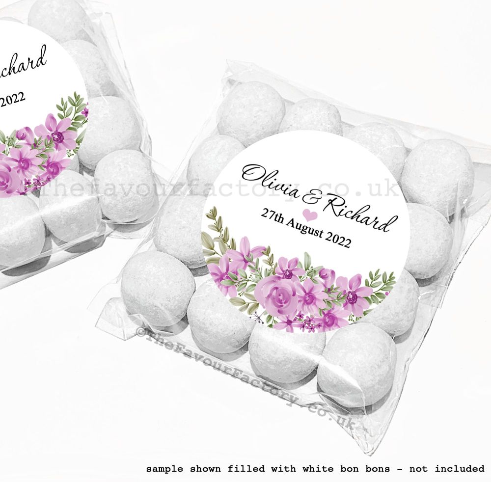Wedding Favours Sweet Bags Kits Purple Florals x12