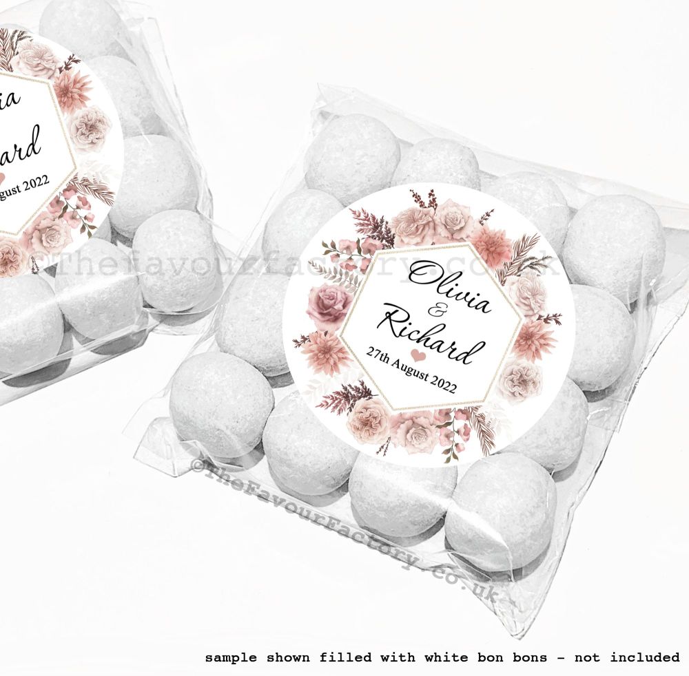 Wedding Favours Sweet Bags Kits Bohemian Floral Frame x12