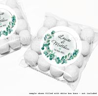 Wedding Table Favours Sweet Bag Kits | Green Eucalyptus Plant Silver Wreath x12