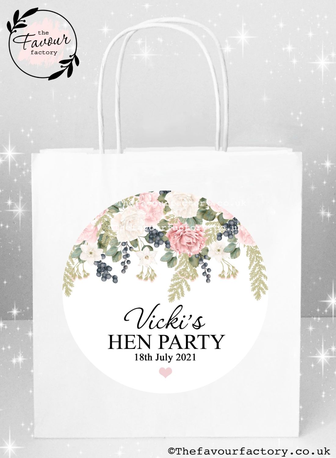 Hen Party Bags | Peony, Eucalyptus & Berry Bouquet x1