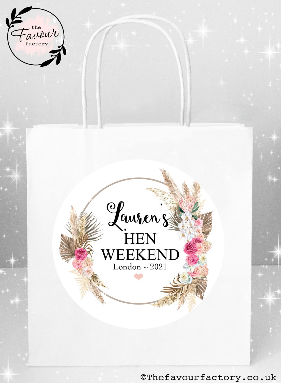 Hen Party Bags | Pampas Floral Frame x1