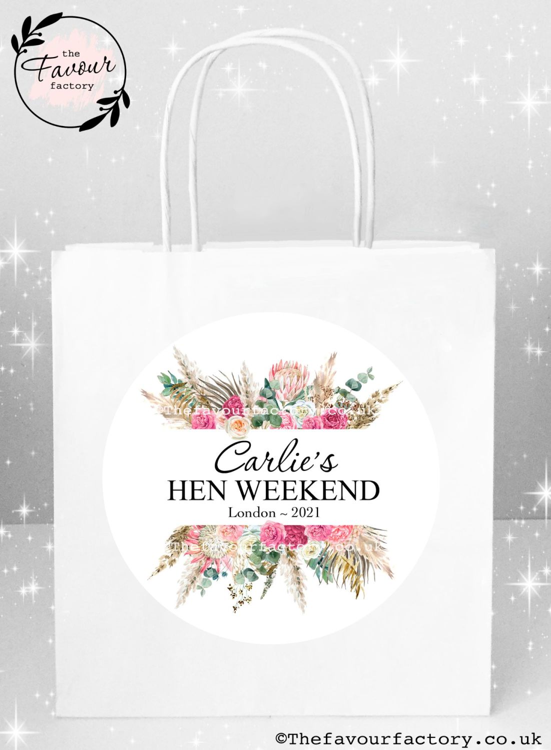 Hen Party Bags | Boho Floral Pampas Bouquet x1