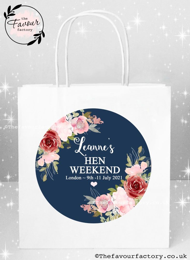 Hen Party Bags | Navy, Blush & Burgundy Florals x1