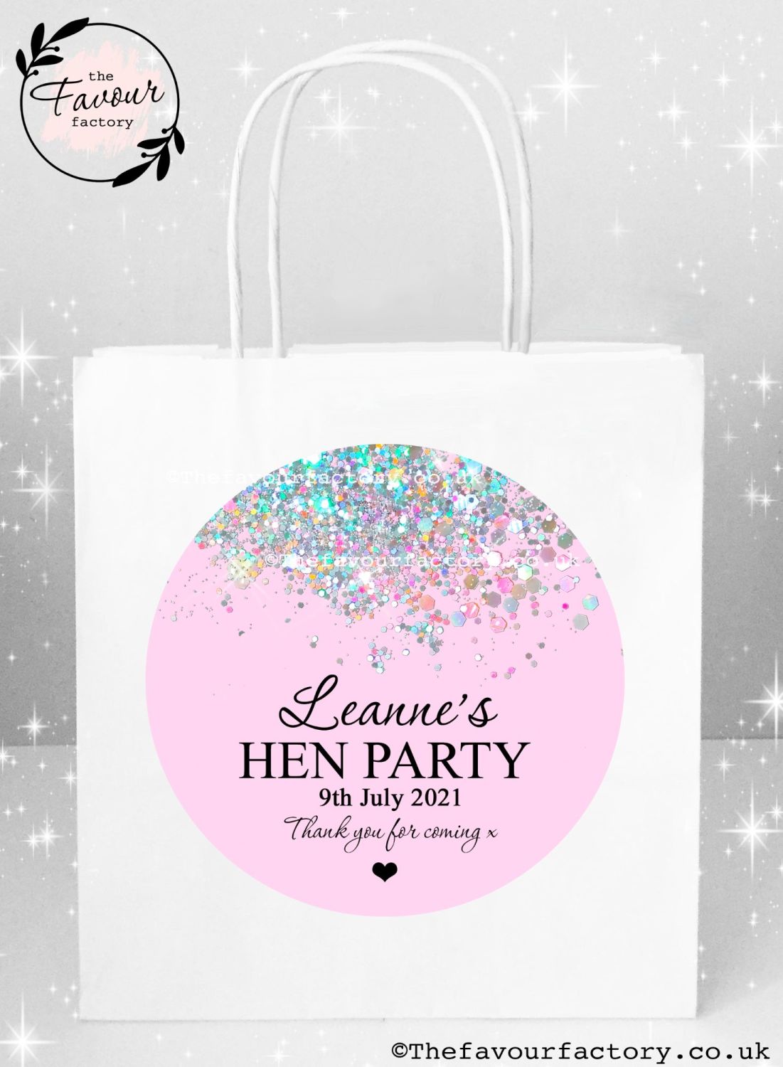 Hen Party Bags | Pink Iridescent Glitter Confetti x1
