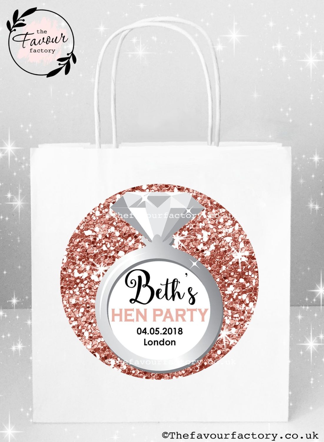 Hen Party Bags | Rose Gold Glitter Ring x1