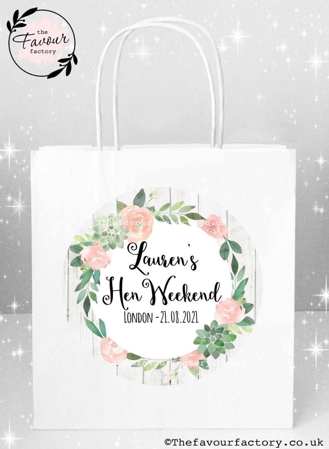 Hen Party Bags | Boho Succulent Wreath x1