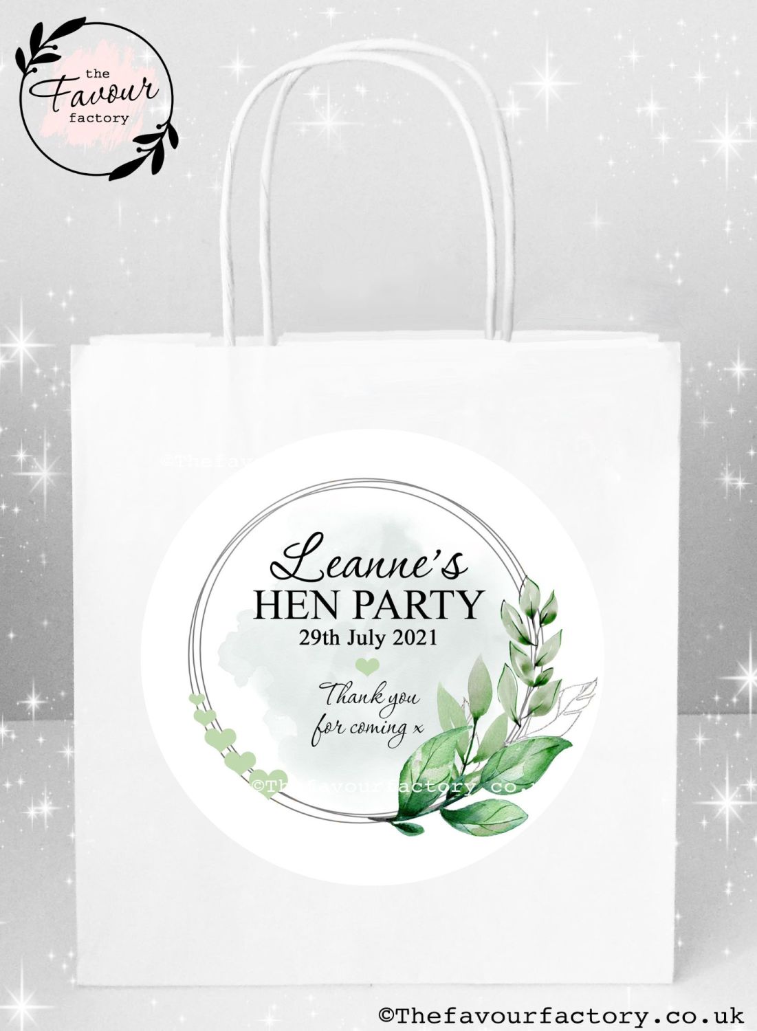 Hen Party Bags | Botanical Leaves and Hearts x1