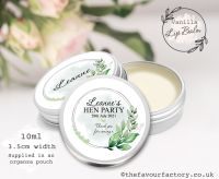 Hen Party Lip Balm Favours | Botanical Leaves and Hearts x1